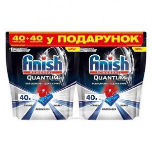 Капсулы для посудомоечных машин Finish Quantum Ultimate, 80 шт. (2 уп. по 40 шт.)