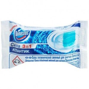 Сменный туалетный блок для унитаза Domestos Сила 3в1 Атлантик, 40 г
