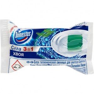 Сменный туалетный блок для унитаза Domestos Сила 3в1 Хвоя, 40 г