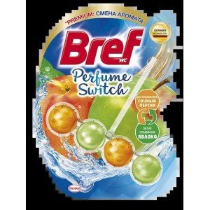 Туалетный блок для унитаза Bref Смена аромата Персик-Яблоко, 50 г (763116)