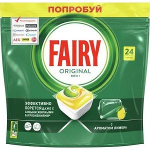Таблетки для посудомоечной машины Fairy Original Все-в-Одном Лимон, 24 шт.
