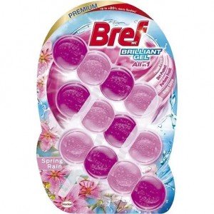 Туалетный блок для унитаза Bref Brilliant Gel All in 1 Весенний дождь 126 г (3 шт. х 42 г) (860768)