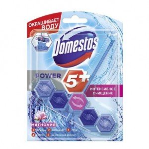 Блок для чистки унитаза Domestos Power 5 Видимая защита Цветочный букет, 53 г