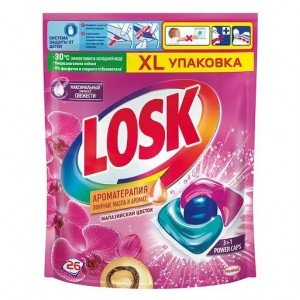 Капсулы для стирки Losk трио-капсулы Ароматерапия Эфирные масла и аромат Малазийский цветок, 26 шт.