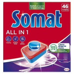 Таблетки для мытья посуды в посудомоечной машине Somat All in one, 46 таблеток