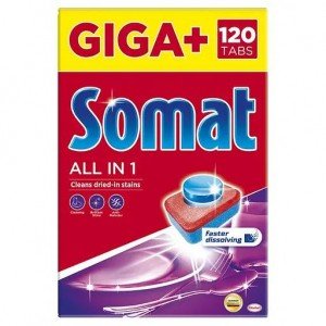 Таблетки для мытья посуды в посудомоечной машине Somat All in one, 120 таблеток