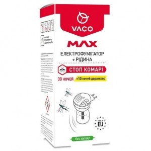Электрофумигатор Vaco Max, с жидкостью, 30 ночей + 10 ночей, дополнительно, 30 мл