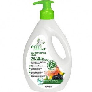Эко средство для мытья посуды Eco Control с мыльным орехом и углем, 700 мл