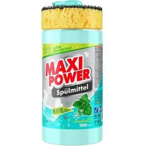 Средство для мытья посуды Maxi Power Ментол с губкой, 1 л