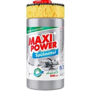 Средство для мытья посуды Maxi Power Платинум с губкой, 1 л
