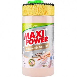Средство-бальзам для мытья посуды Maxi Power Миндаль с губкой, 1 л