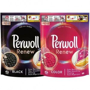 Набор капсул Perwoll Renew: Средство для деликатной стирки Perwoll для цветных вещей 42 шт. + Средство для деликатной стирки Perwoll для темных и черных вещей 42 шт.