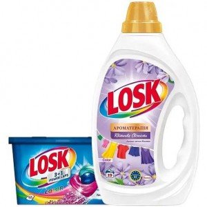 Капсулы для стирки Losk Color 3 в 1, 12 шт. + Гель для стирки Losk Color Ароматерапия Эфирные масла и аромат цветка Жасмина 855 мл