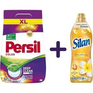 Набор: Стиральный порошок Persil Color 4.05 кг + Ополаскиватель для белья Silan Aromatherapy Fascinating Frangipani 770 мл