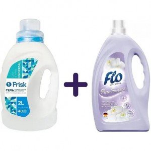Набор: Гель для стирки Frisk Universal 2 л + Кондиционер для белья Flo Pure Provence 2 л