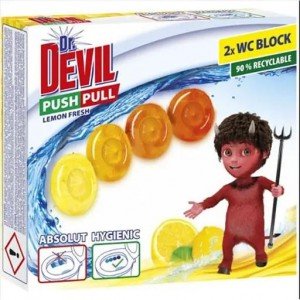 Гелевые шарики для унитаза Dr.Devil WC Push Pull Gel без корзины Лимоная свежесть 40 г (2 шт. х 20 г)