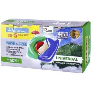 Капсулы для стирки Wash & Free Горная свежесть 30+5 шт.