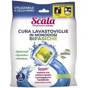 Капсулы двухфазные Scala Cura Lavastoviglie Bifasiche для ухода за посудомоечной машиной 3 шт.