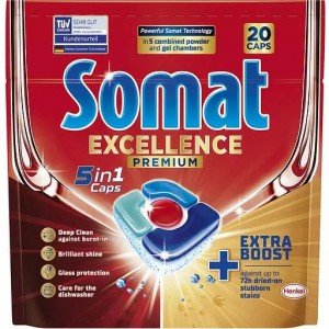 Капсулы для посудомоечной машины Somat Exellence 5 в 1, 20 шт.