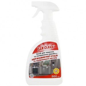 Средство San Clean для чистки и полировки изделий из нержавеющей стали и полированного металла 500 г