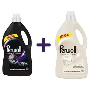 Набор Perwoll: Гель для стирки Perwoll Renew для черных и темных вещей 3.75 л + Гель для стирки Perwoll для светлых и белых вещей 3.75 л